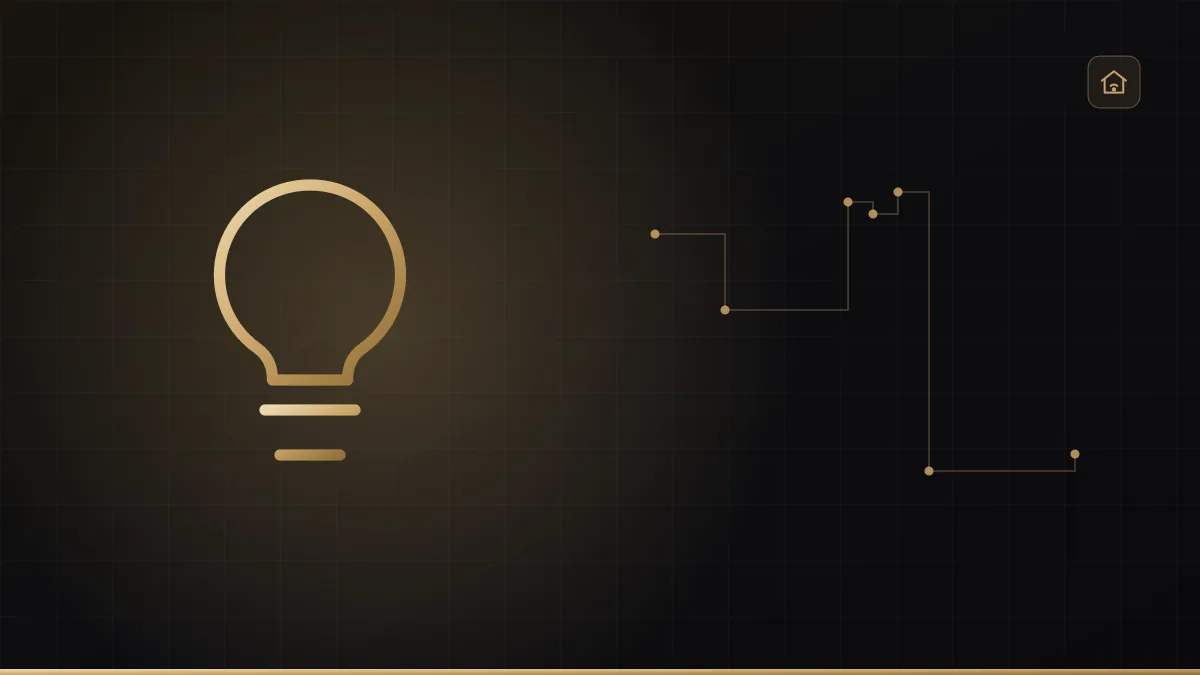 Sala com iluminação em cenas e dimmers em dourado sobre fundo escuro