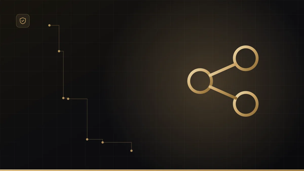 Diagrama de integração entre câmera, alarme e leitor de acesso em dourado sobre fundo escuro