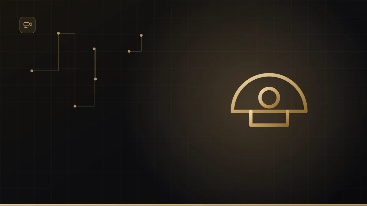 Diagrama de ângulos de visão de câmeras de segurança em uma fachada, em dourado sobre fundo escuro